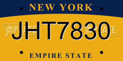 JHT7830 New York License Plate