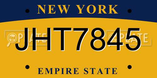 JHT7845 New York License Plate