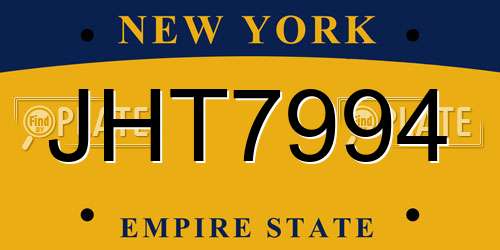 JHT7994 New York License Plate