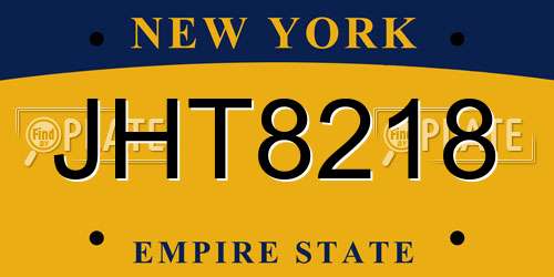 JHT8218 New York License Plate