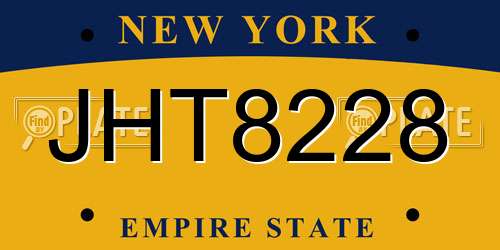 JHT8228 New York License Plate