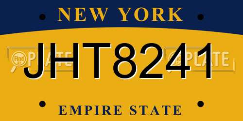 JHT8241 New York License Plate