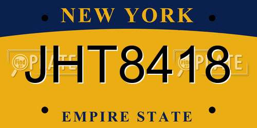 JHT8418 New York License Plate