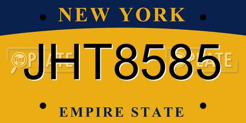 JHT8585 New York License Plate