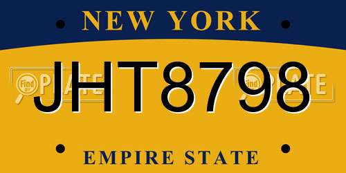 JHT8798 New York License Plate