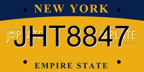 JHT8847 New York License Plate