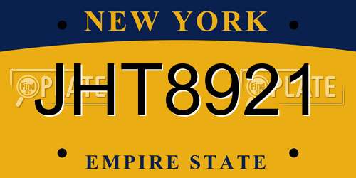 JHT8921 New York License Plate