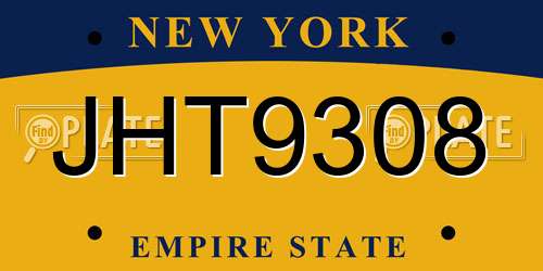 JHT9308 New York License Plate