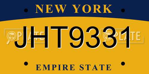 JHT9331 New York License Plate