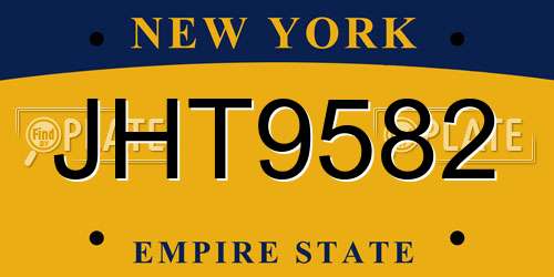 JHT9582 New York License Plate
