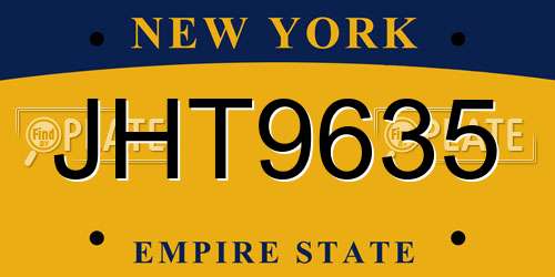 JHT9635 New York License Plate