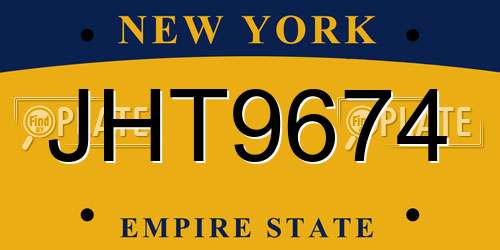 JHT9674 New York License Plate