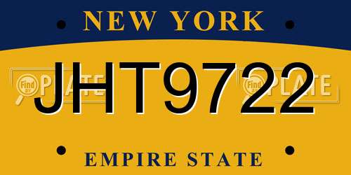JHT9722 New York License Plate