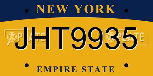 JHT9935 New York License Plate