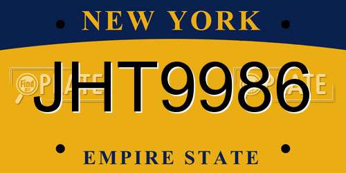 JHT9986 New York License Plate