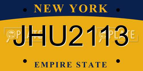JHU2113 New York License Plate