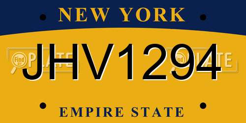 JHV1294 New York License Plate