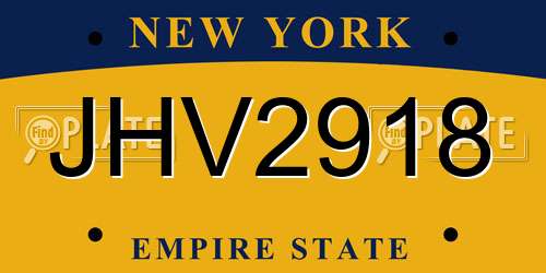 JHV2918 New York License Plate