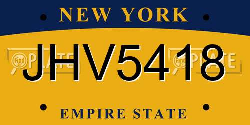 JHV5418 New York License Plate
