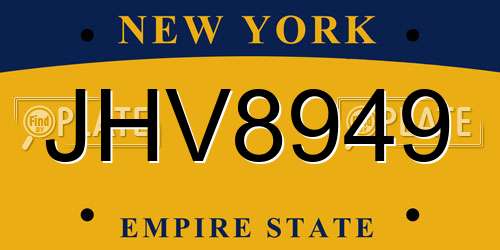 JHV8949 New York License Plate
