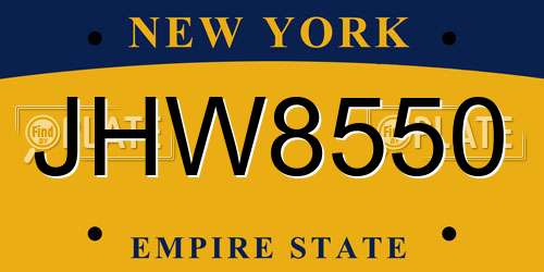 JHW8550 New York License Plate