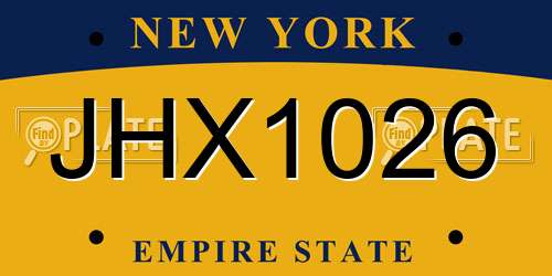 JHX1026 New York License Plate