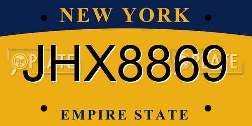 JHX8869 New York License Plate