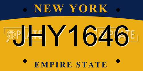 JHY1646 New York License Plate
