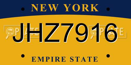 JHZ7916 New York License Plate