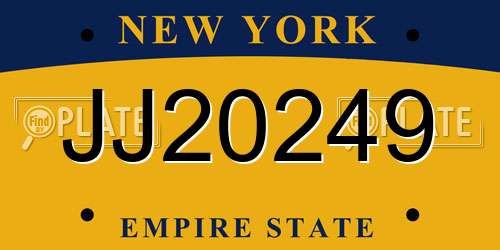 JJ20249 New York License Plate