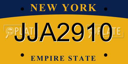 JJA2910 New York License Plate