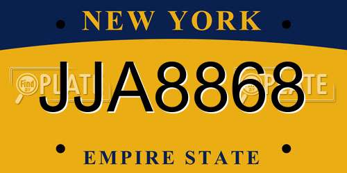 JJA8868 New York License Plate