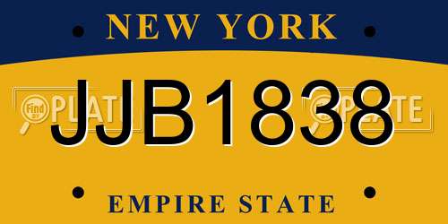 JJB1838 New York License Plate