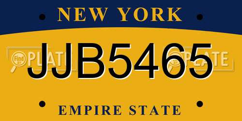 JJB5465 New York License Plate