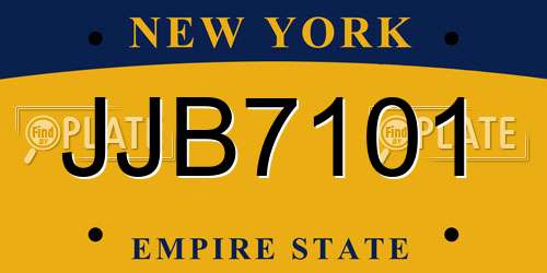 JJB7101 New York License Plate