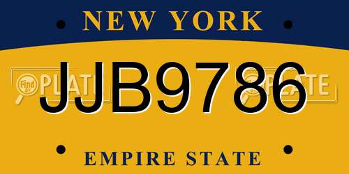 JJB9786 New York License Plate