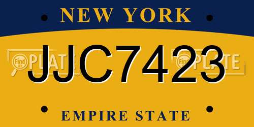 JJC7423 New York License Plate