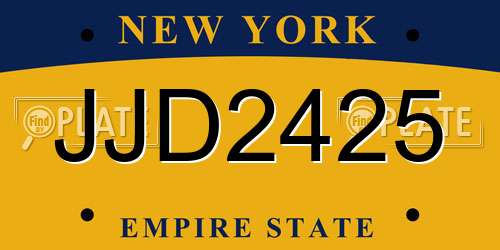 JJD2425 New York License Plate