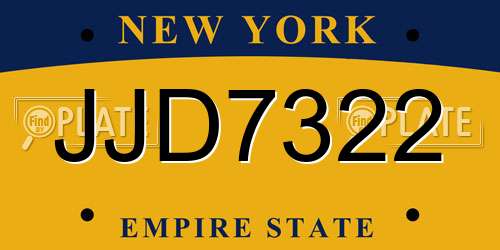 JJD7322 New York License Plate