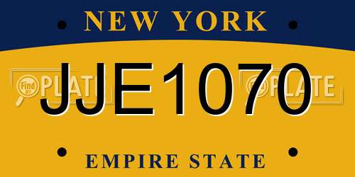 JJE1070 New York License Plate