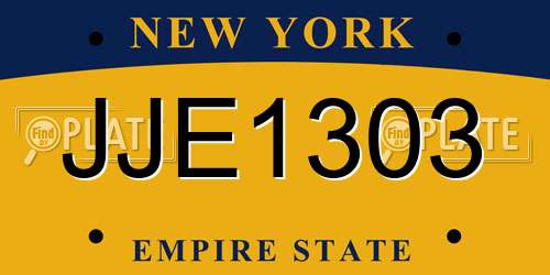 JJE1303 New York License Plate