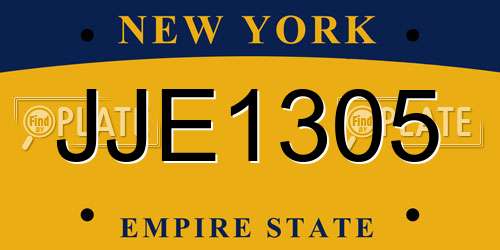 JJE1305 New York License Plate