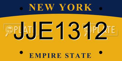 JJE1312 New York License Plate