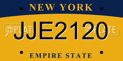 JJE2120 New York License Plate