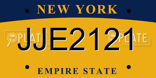 JJE2121 New York License Plate