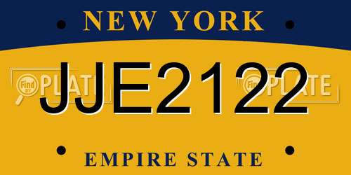 JJE2122 New York License Plate