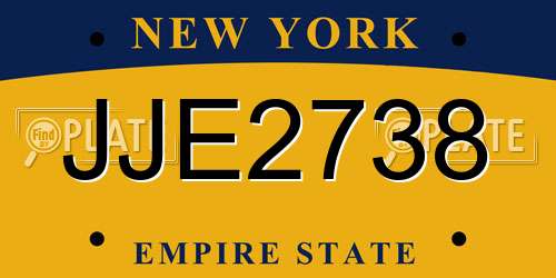 JJE2738 New York License Plate