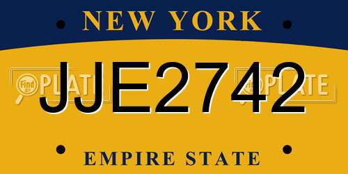 JJE2742 New York License Plate