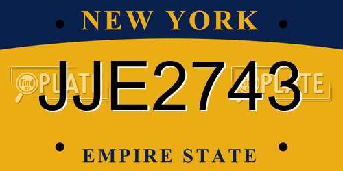 JJE2743 New York License Plate