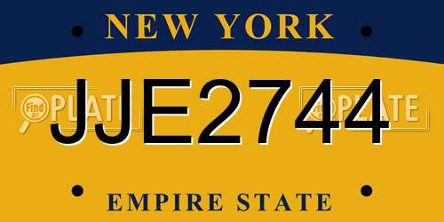 JJE2744 New York License Plate